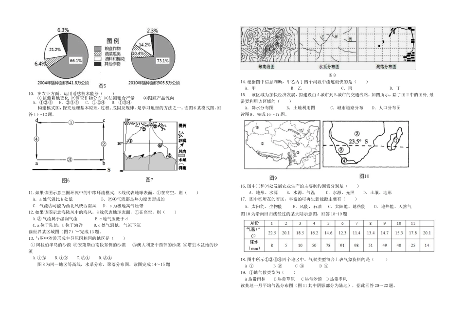 高二6月份月考地理试题练习_第2页