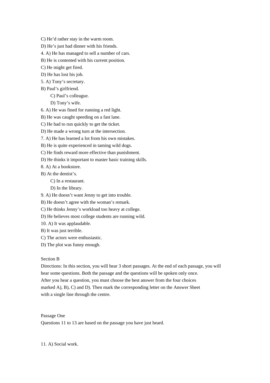 大学英语六级考试试题及参考答案_第2页