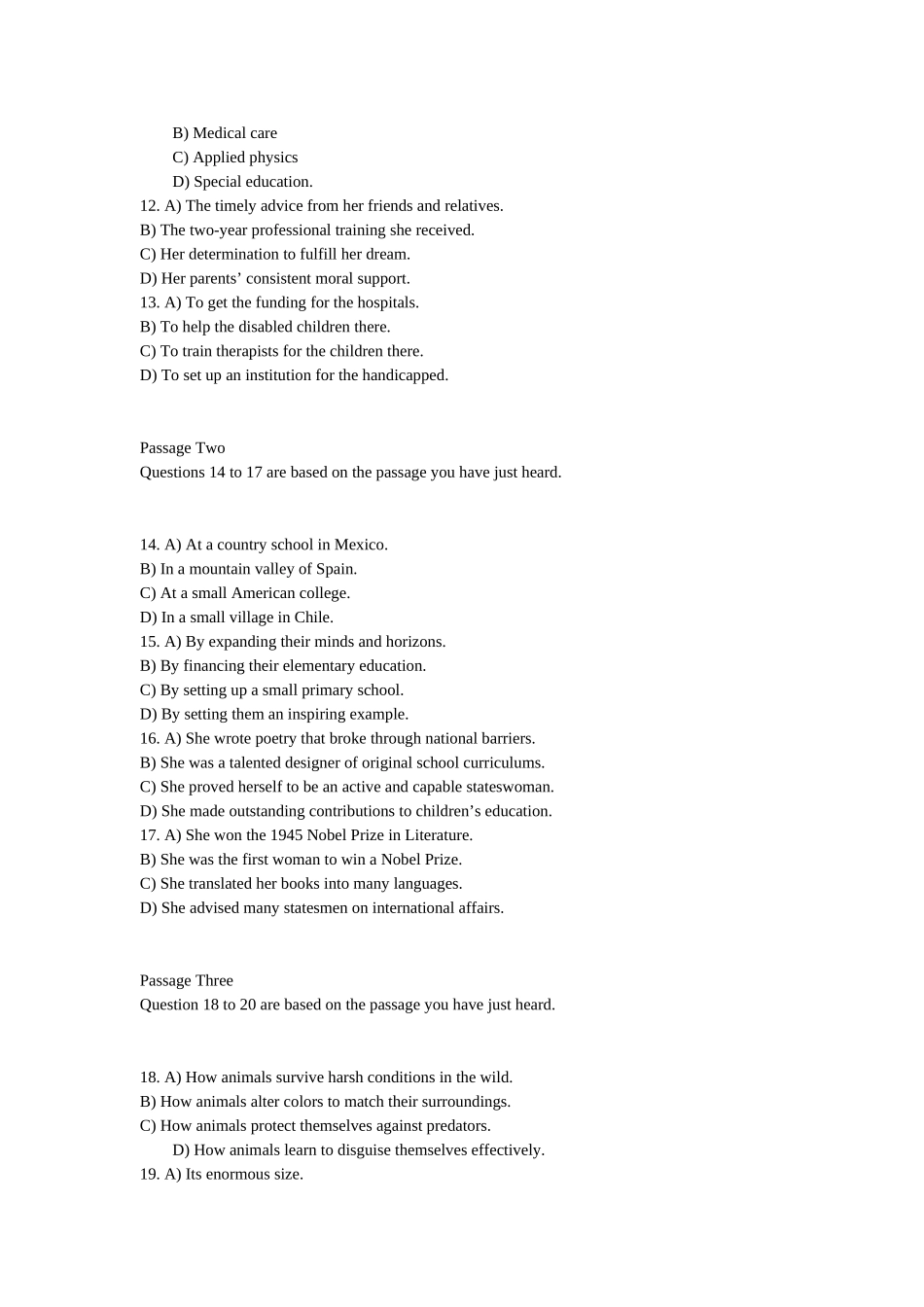 大学英语六级考试试题及参考答案_第3页