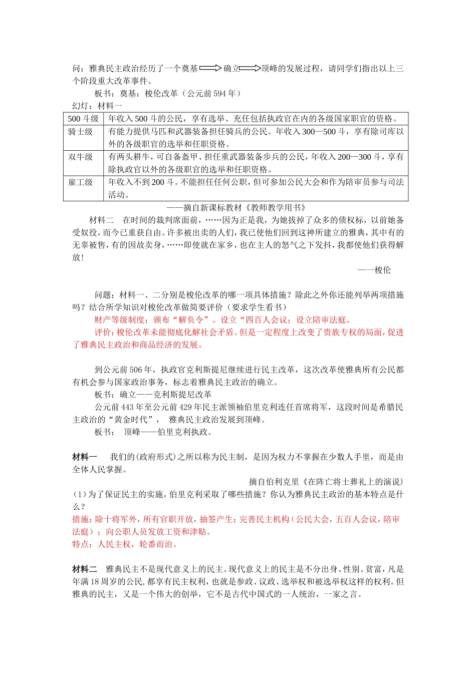 古代希腊、罗马的政治文明（二轮复习教案）_第2页