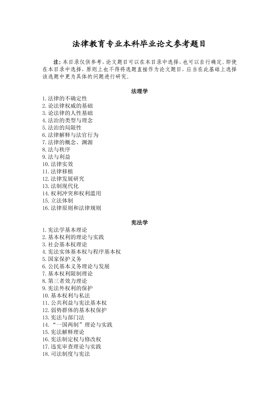 法律教育专业本科毕业论文参考题目_第1页