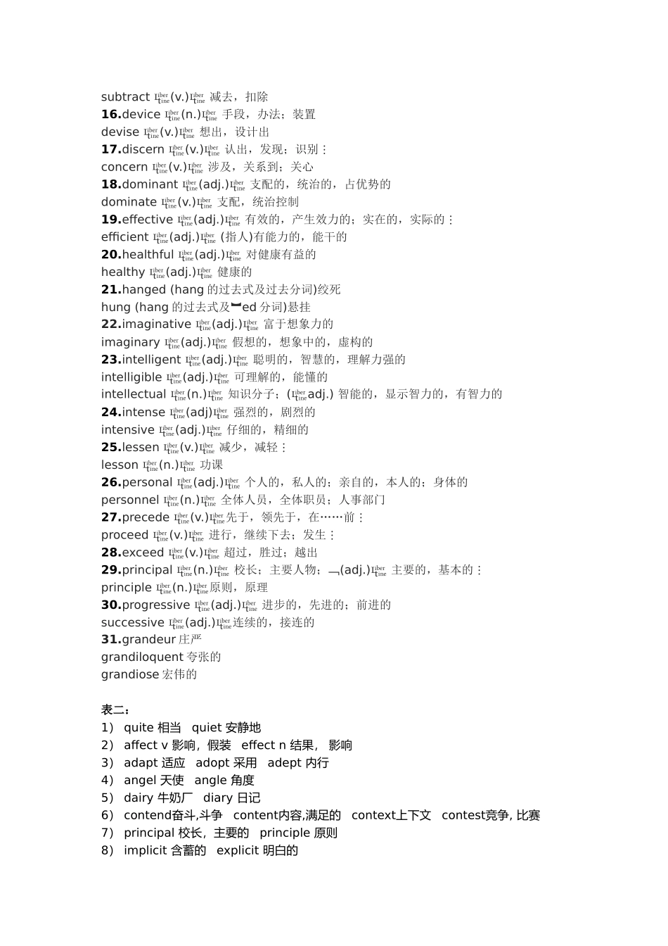大学英语四级易混淆单词_第2页