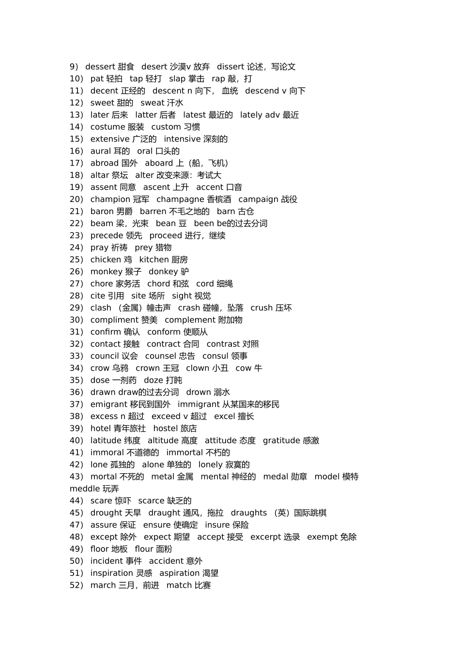 大学英语四级易混淆单词_第3页