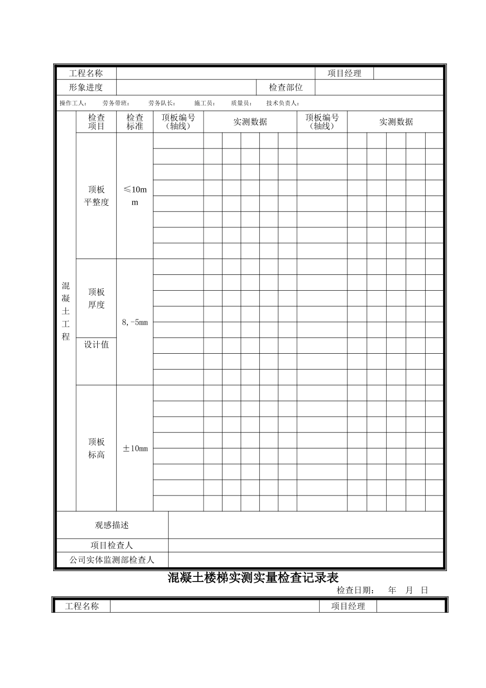 混凝土剪力墙墙体实测实量检查记录表_第3页