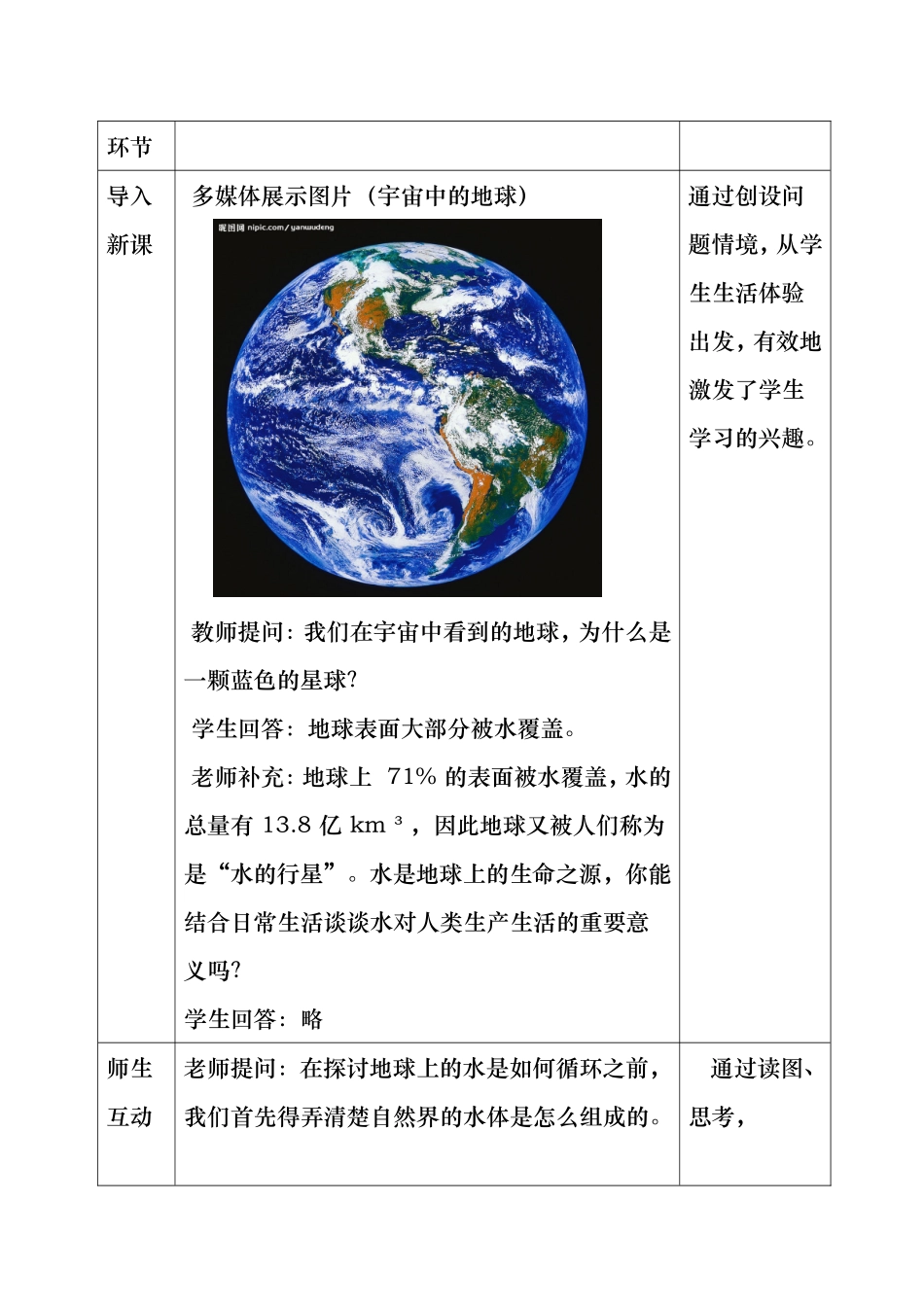 高中地理人教版《必修1》第三章   地球上的水教学设计_第3页