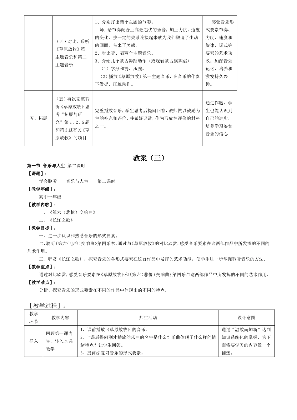 高中音乐实习教案+听课记录_第3页