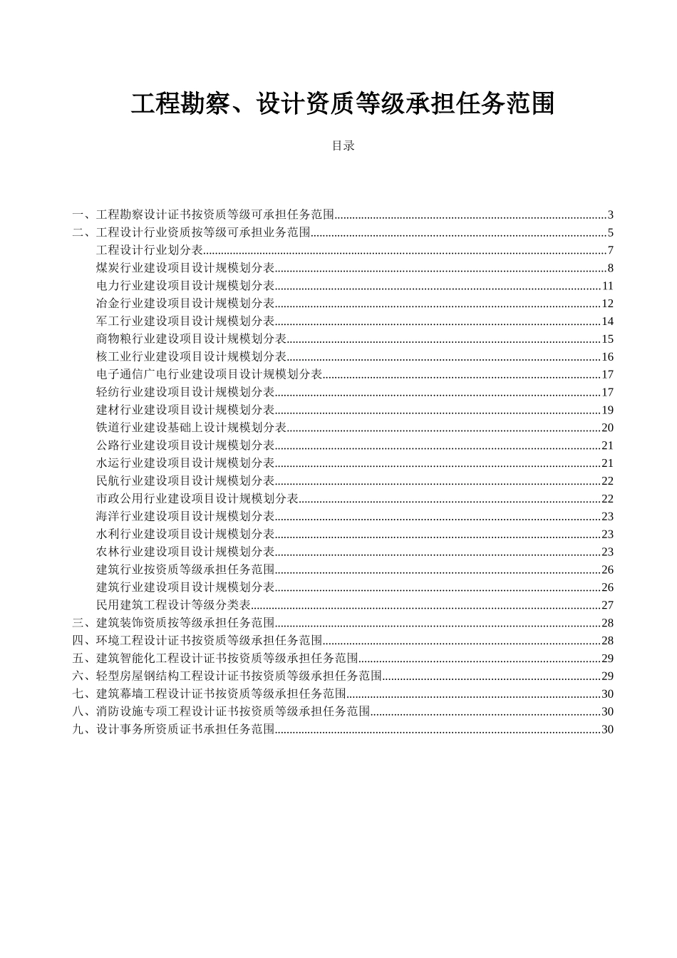 工程勘察、设计资质等级承担任务范围_第1页