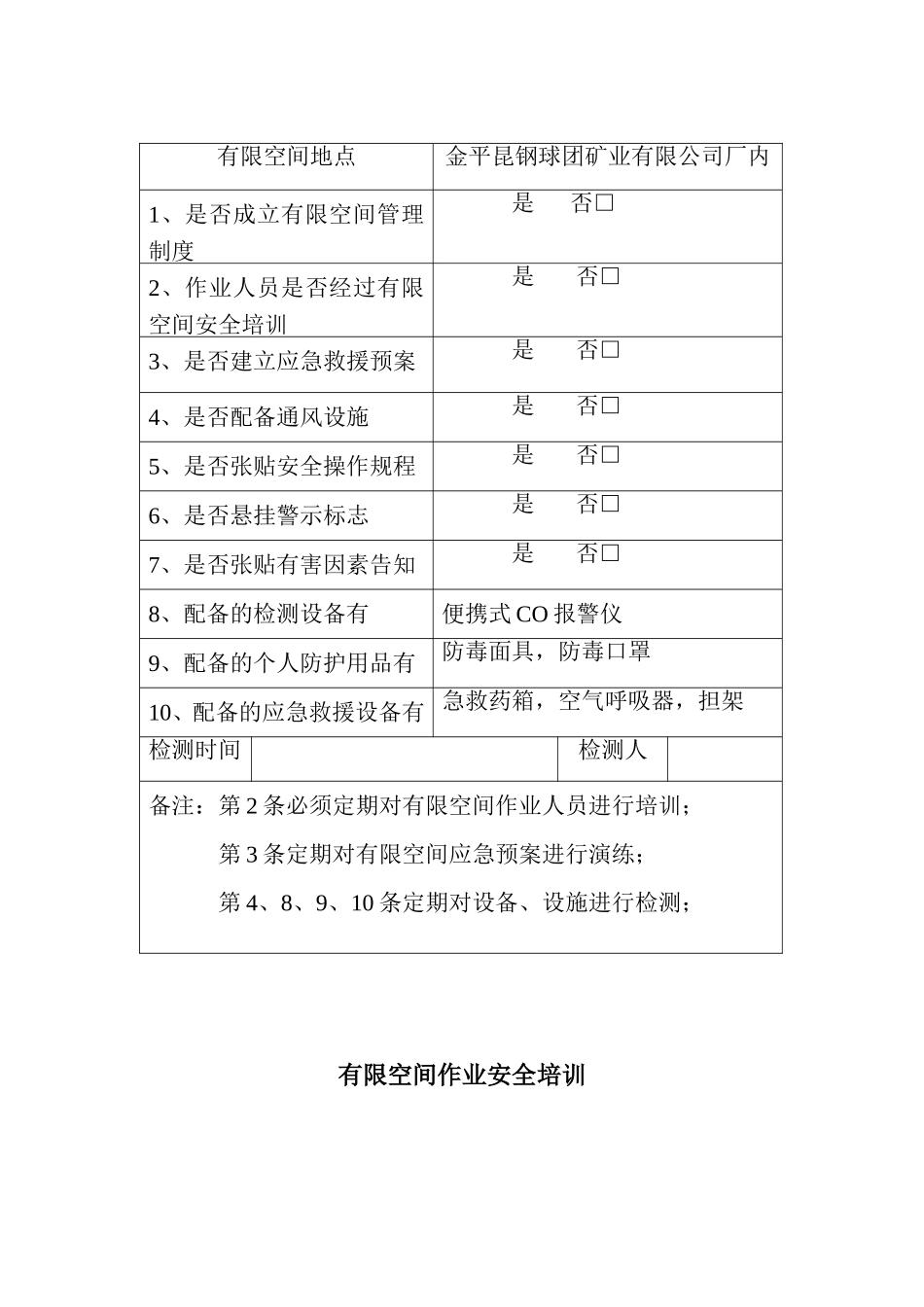 钢球团矿业有限公司有限空间台账_第3页