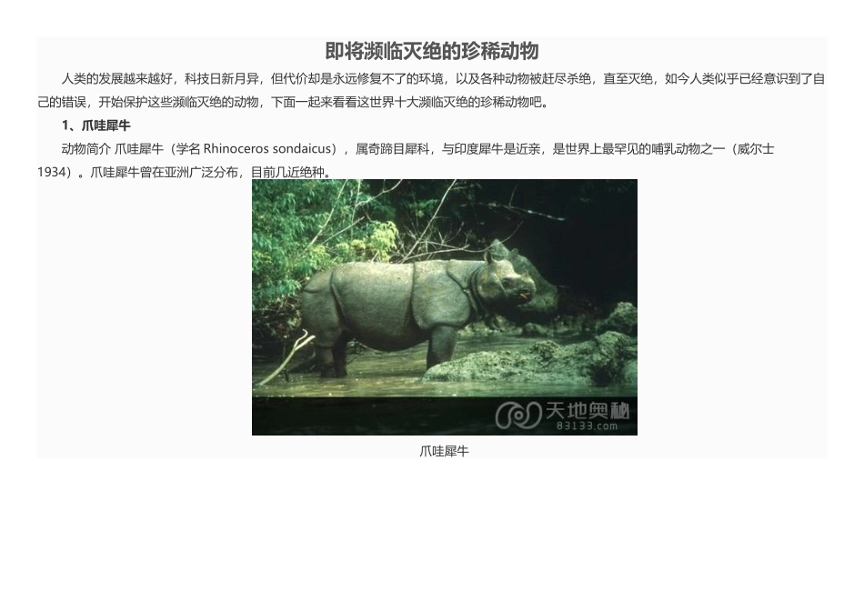 即将濒临灭绝的珍稀动物_第1页