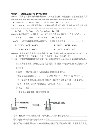 考点九：《酸碱盐及pH》的知识技能