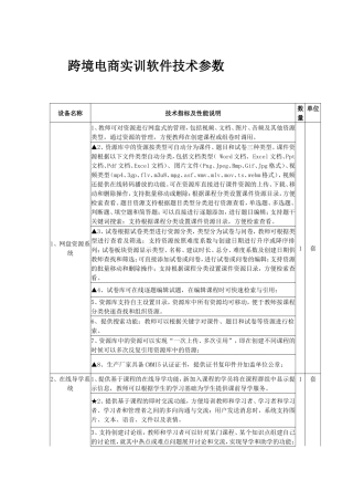 跨境电商实训软件技术参数