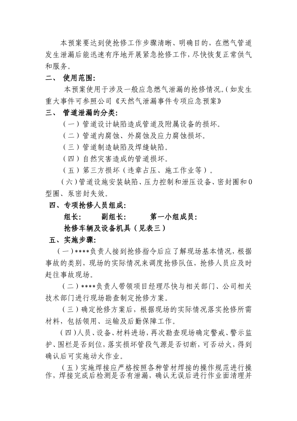 公司天然气专项抢修预案_第2页