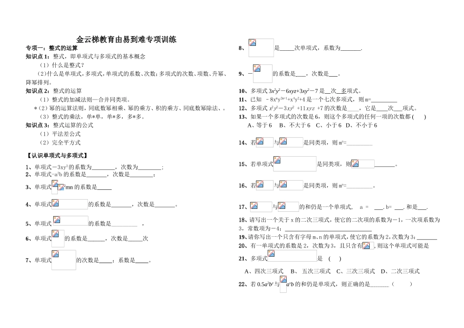 金云梯教育由易到难专项训练_第1页