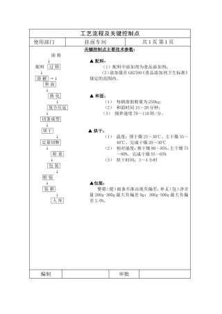 挂面车间工艺流程及关键控制点