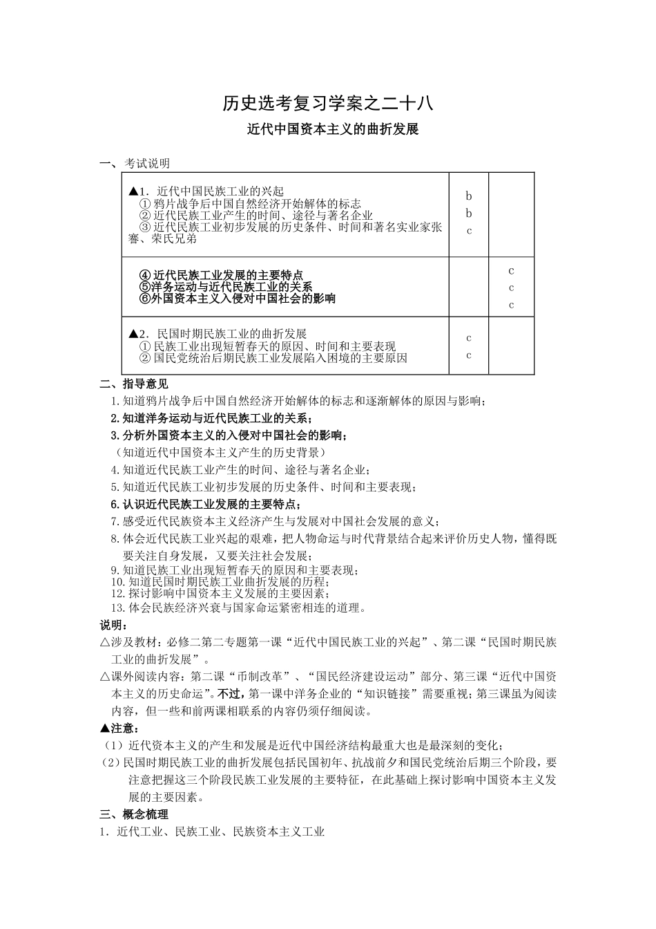 历史选考复习学案之二十八_第1页