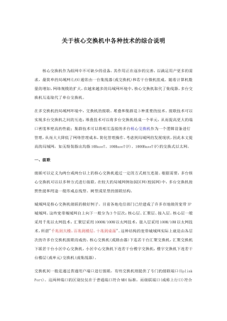 关于核心交换机中各种技术的综合说明