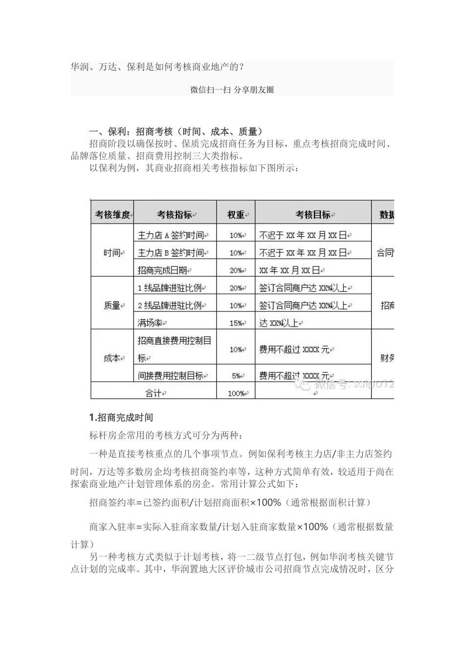 华润、万达、保利是如何考核商业地产的？_第1页