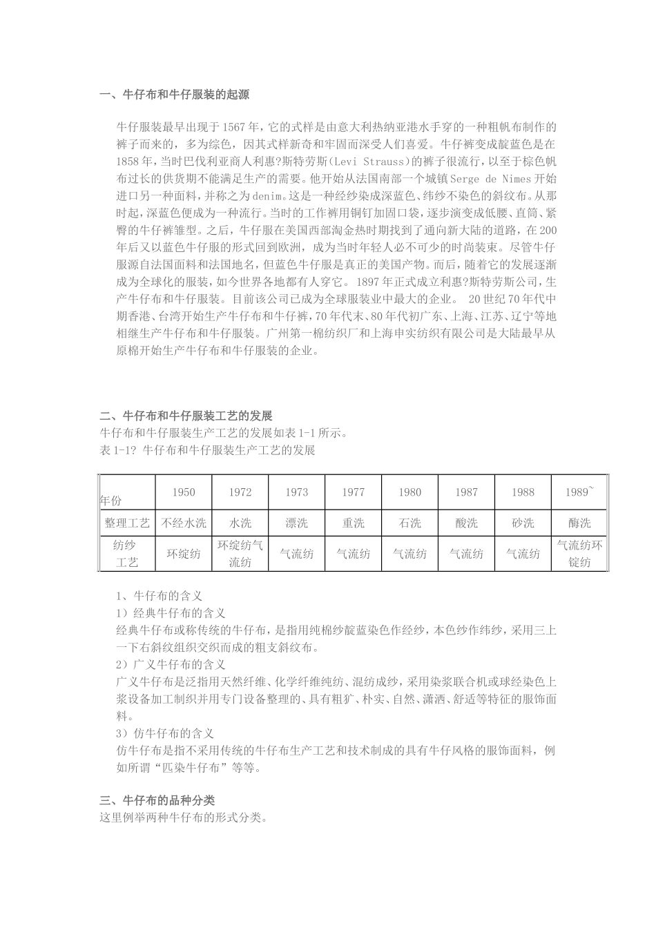 牛仔布和牛仔服装知识点梳理汇总_第1页