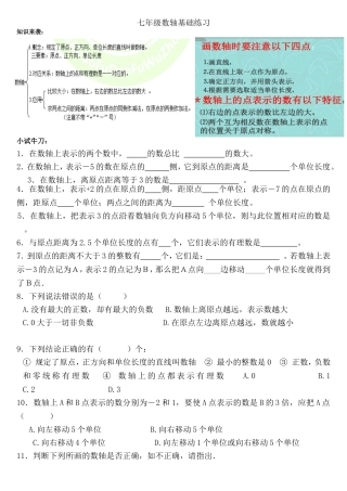 七年级数轴基础练习