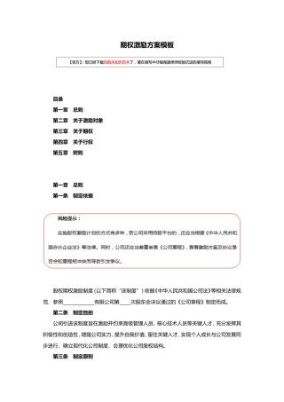 期权激励方案模板