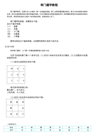 奇门遁甲教程