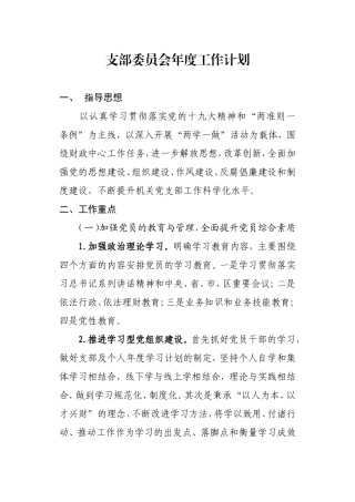 支部委员会年度工作计划