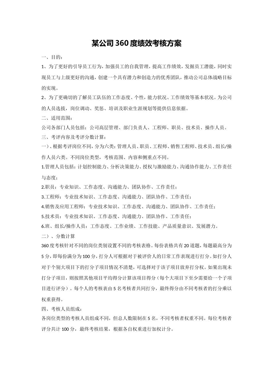 某公司360度绩效考核方案_第1页