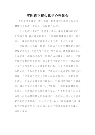 牢固树立核心意识心得体会