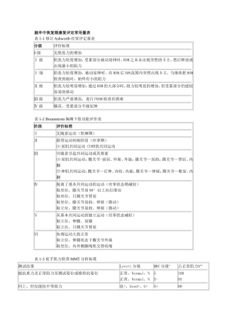 脑卒中恢复期康复评定常用量表 
