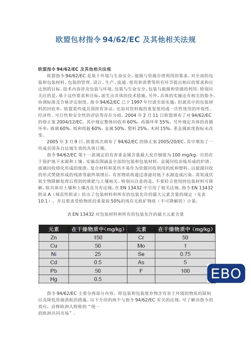 欧盟包材指令9462EC及其他相关法规_第1页