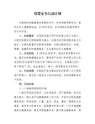 母婴安全行动计划