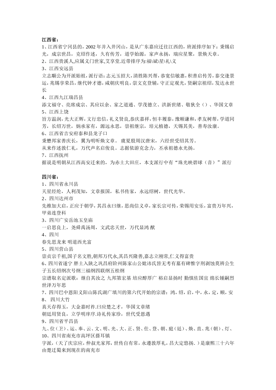 全国各地陈姓字辈汇总_第2页