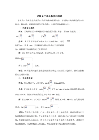 求锐角三角函数值的策略解析