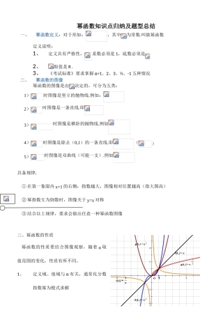 幂函数知识点归纳及题型总结