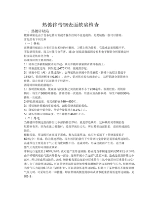 热镀锌带钢表面缺陷检查