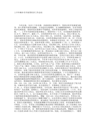 上半年桐乡市开放型经济工作总结