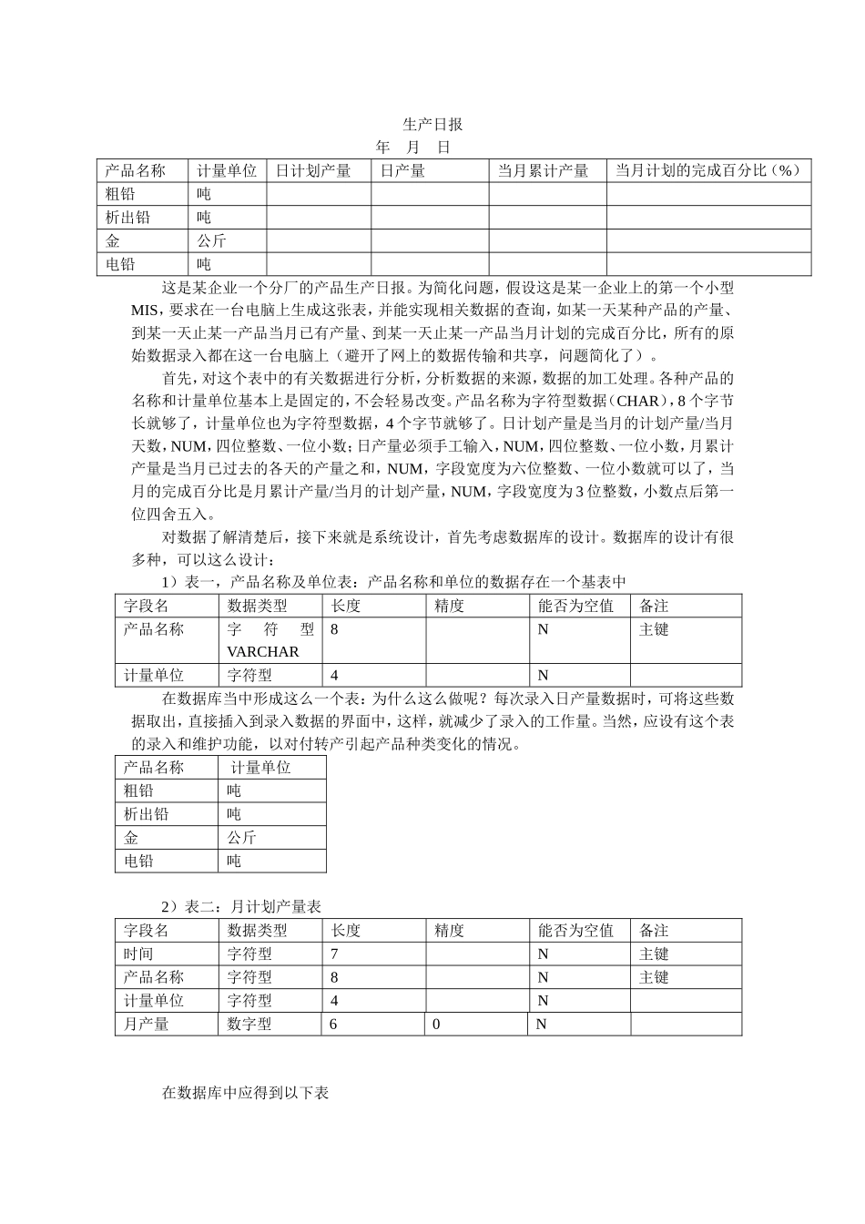 生产日报 测试练习题_第1页
