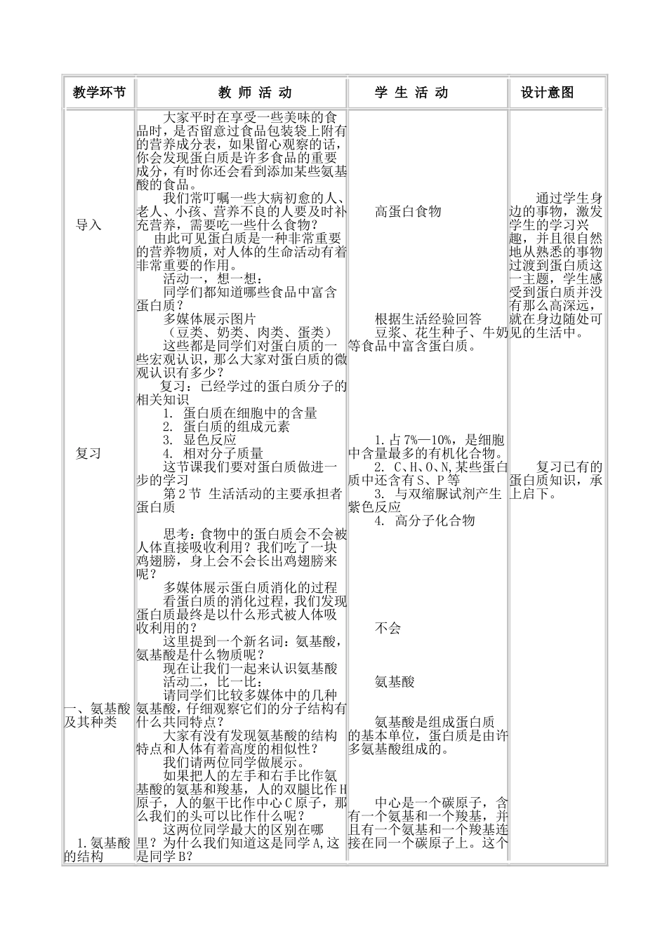 生命活动的主要承担者──蛋白质教学设计_第2页