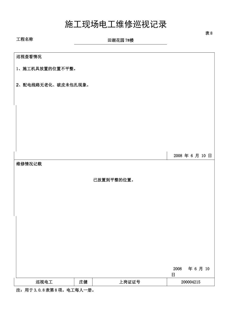 施工现场电工维修巡视记录_第3页