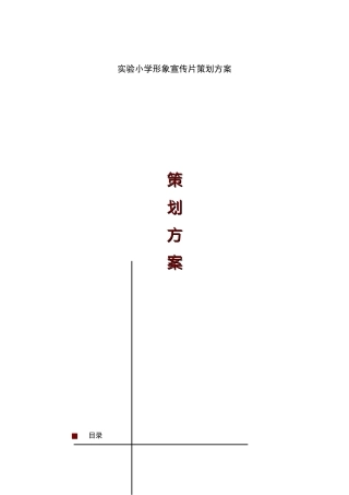 实验小学形象宣传片策划方案