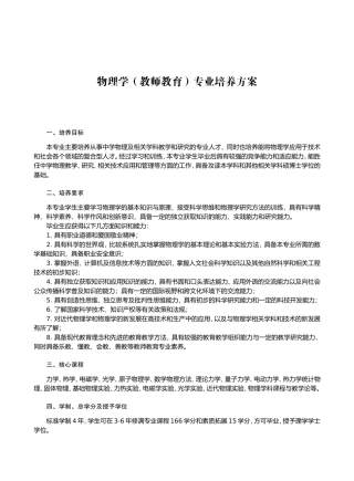 物理学（教师教育）专业培养方案