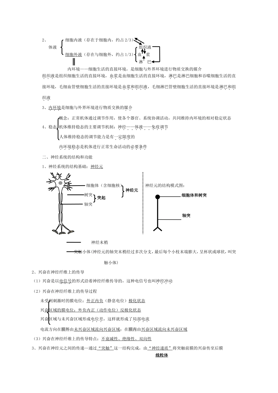 必修3稳态与环境 知识点梳理汇总_第2页