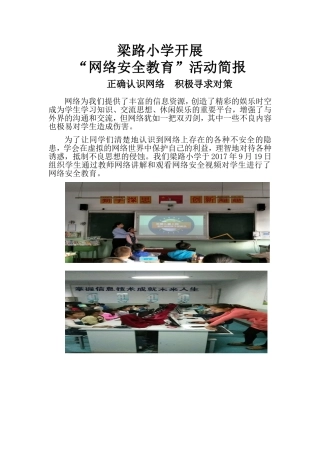 小学开展“网络安全教育”活动简报