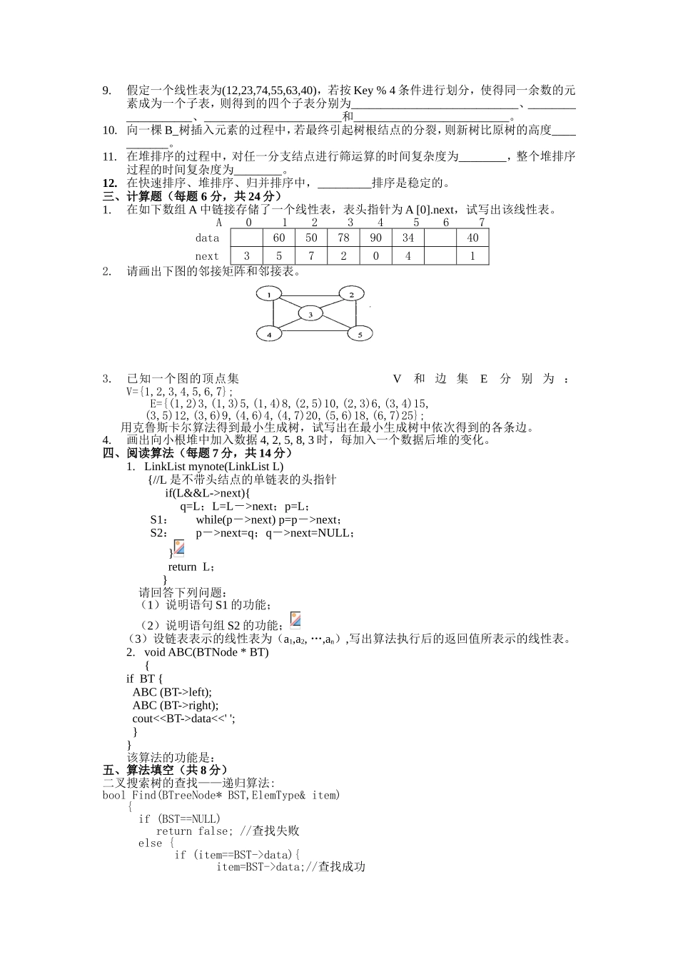 数据结构试卷汇编_第2页