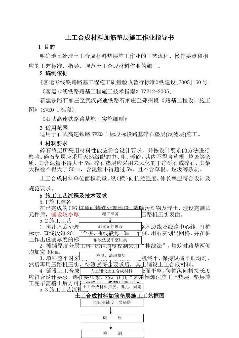 土工合成材料加筋垫层施工作业指导书_第1页