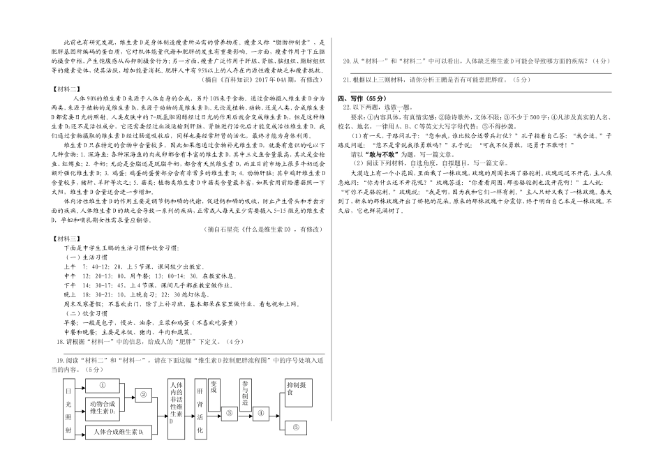 初中学业水平暨高中招生考试语文试题_第3页