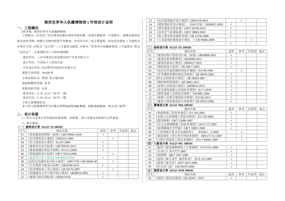 燕郊世界华人收藏博物馆1号馆设计说明_第1页