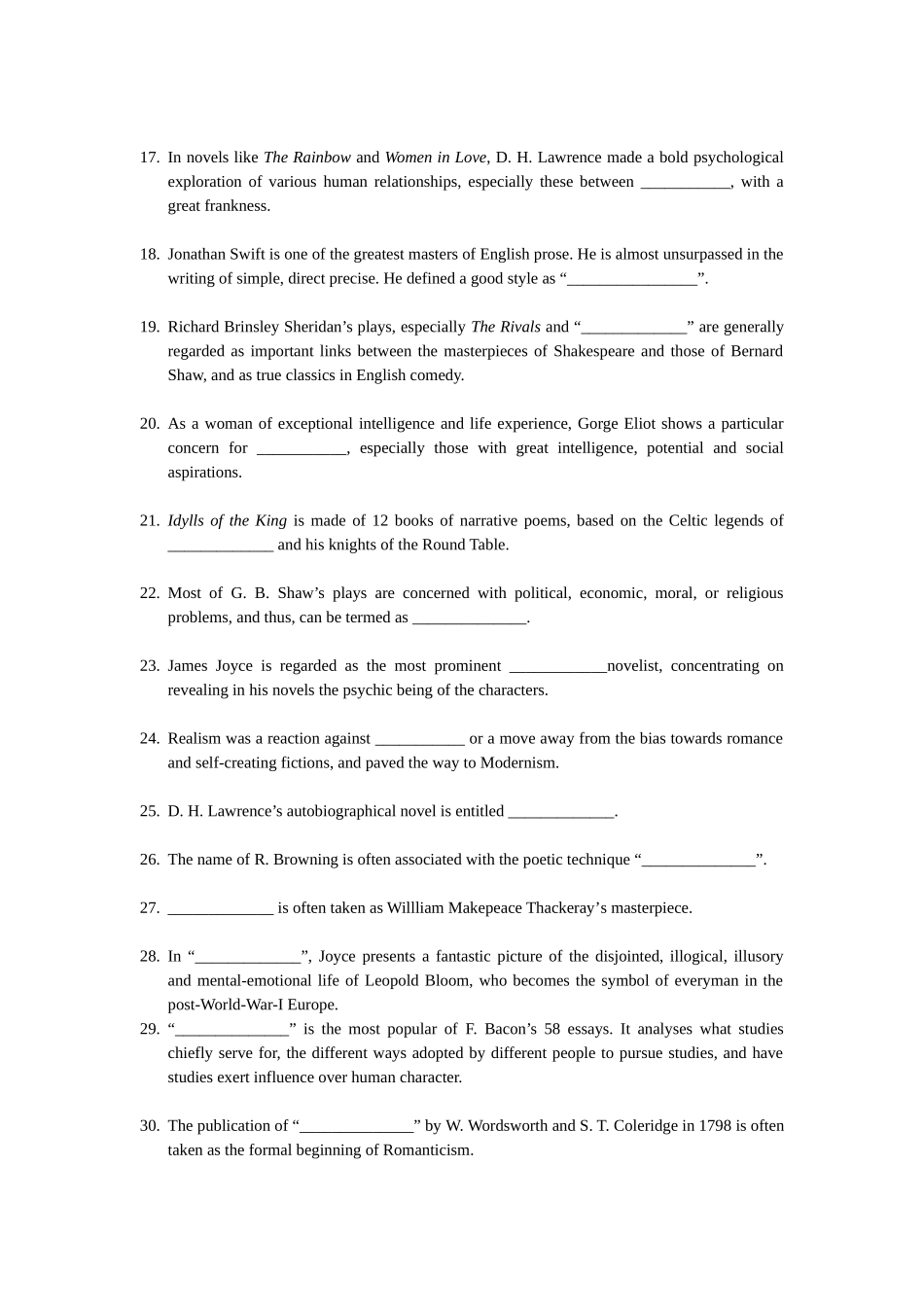 校级精品课程“英国文学”成果材料之三：英国文学课外习题_第2页