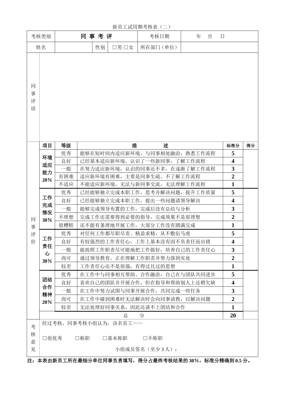 新员工试用期考核表_第2页