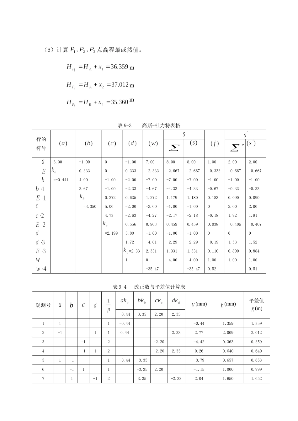 水准网按条件平差算例_第3页